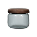 Axyaa 300ml Grey Glass Storage Jar with Acacia Walnut Lid for Dry Food and Snacks