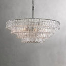 Axyaa Modern Grey Glass Chandelier, Ceiling Mounted Oval Lighting Fixture for Living Room