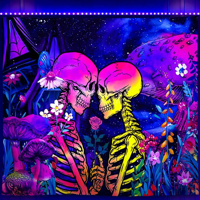 Axyaa Fluorescent Tapestry: Astronaut UV Wall Hanging for Independent Room Aesthetics