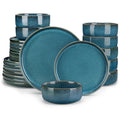 Axyaa Blue Reactive Glaze Ceramic Tableware Set - 12/24 Piece Plate Set