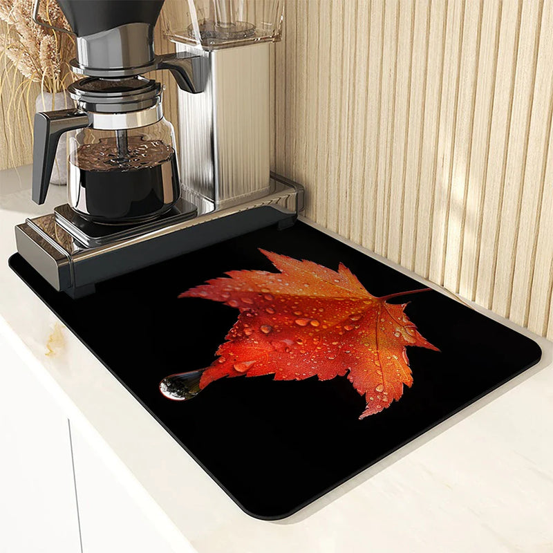 Axyaa Autumn Maple Leaf Absorbent Drying Mat