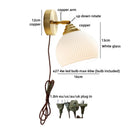 Axyaa Vintage Brass Glass Wall Sconce - Indoor LED Lighting Fixtures, Bedside Reading Lamp