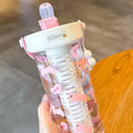 Axyaa Flower Tea Tritan Water Bottle with Tea Strainer, Straw - 750ml