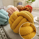 Axyaa Red Knot Pillow Ball: Handmade Soft Round Decorative Plush Cushion