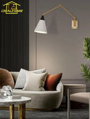 Axyaa Luxe Gold Copper Swing Arm LED Wall Lamp for Elegant Spaces