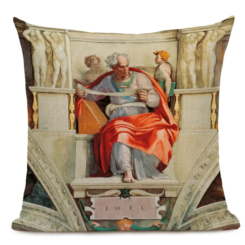 Michelangelo Genesis Mural Sofa Pillow Case by Axyaa - Renaissance Art Decoration