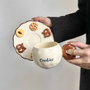 Axyaa Ceramic Latte Cup & Plate Set, Hand-painted Design for Afternoon Tea