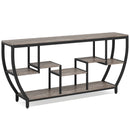 Axyaa Rustic Sofa Table with Shelves:  Industrial Entryway Console TV Stand