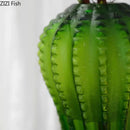 Axyaa Green Cactus Glass Vase: Creative Artificial Flowers Table Decoration