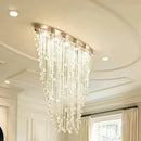 Axyaa Oval LED Crystal Chandelier: Modern Luxury Lighting for Home, Restaurant, and Shop