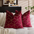 Axyaa Red Jacquard Diamond Geometry Pillow Cover for Festive Home Decor