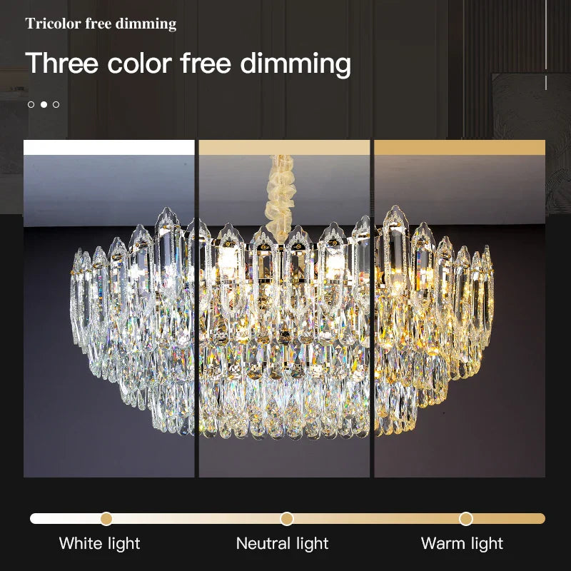 Axyaa Crystal Chandelier: Modern Luxury for Living & Dining Spaces