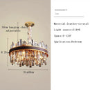 Axyaa Smoky Grey Crystal Chandelier LED Pendant Light, Luxe Leather, Dimmable for Living Room
