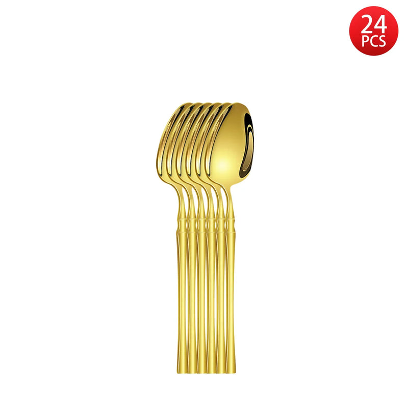 Axyaa Gold Stainless Steel Cutlery Set - Knife Fork Spoon in 5/6/20/30pcs