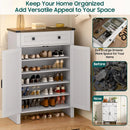 Axyaa 5-Tier Wooden Shoe Storage Cabinet with Adjustable Shelves and Drawer