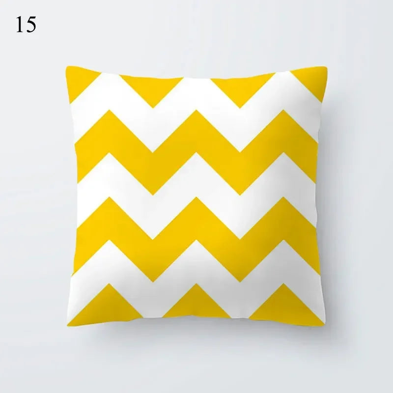 Axyaa Yellow Geometric Print Cushion Pillowcase - 45x45cm
