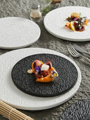 Axyaa Stone Grain Ceramic Steak Plate - Round Flat Dim Sum Sushi Plate