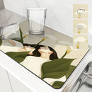 Axyaa Flower Desk Drain Pad Non-slip Kitchen Dish Drying Mat