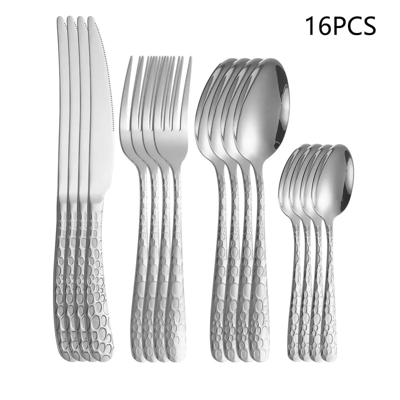 Axyaa Stainless Steel Tableware Set: Knife, Fork, Spoon - Household Dining Set