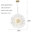 Axyaa Nordic Dandelion Chandelier Gold/Chrome Crystals Pendant Lights Bar Lamp
