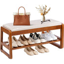 Axyaa Shoe Bench with Leather Cushion: Waterproof, 550LBS Capacity Shoe Rack