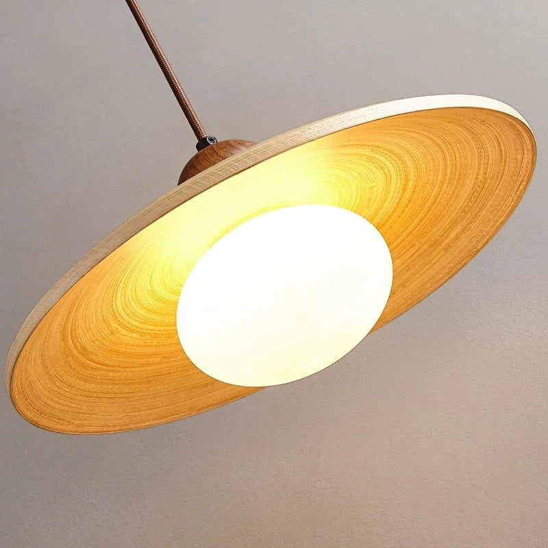 Axya Japanese Cream Style Wood Pendant Lamp for Bedroom, Retro Nordic Restaurant Decor