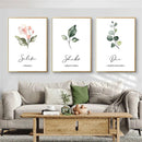 Botanical Leaves Islamic Quote Canvas Painting Pink Flower Wall Art by Axyaa