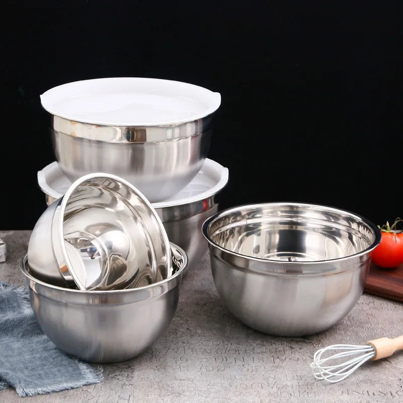 Axyaa Stainless Steel Mixing Bowls with Cover for Kitchen Storage and Mixing