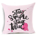 Axyaa Letter Print Pillow Case 45x45 cm Linen Cushion Cover for Home Decor