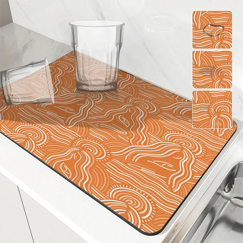 Axyaa Geometric Shapes Kitchen Drying Mat Square Table Decor Mats