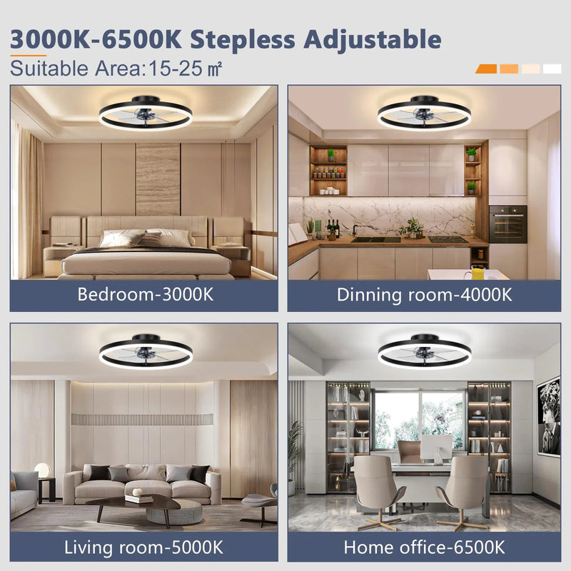 Axyaa 50cm Smart Ceiling Fan with Light Remote Control for Bedroom