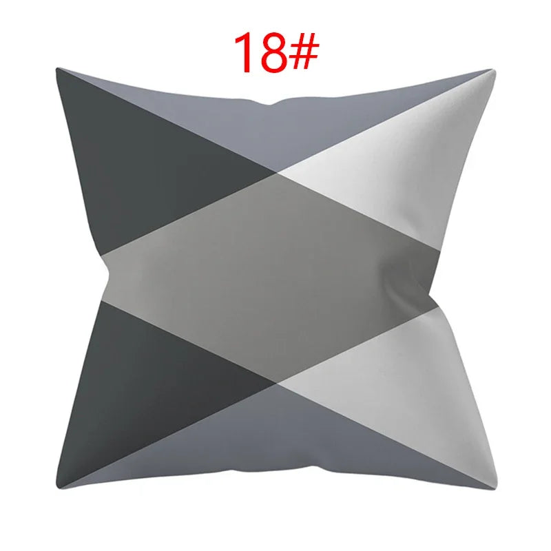 Axyaa 18" Sliver Grey Geometry Striped Pillowcase Home Decor Pillow Cover