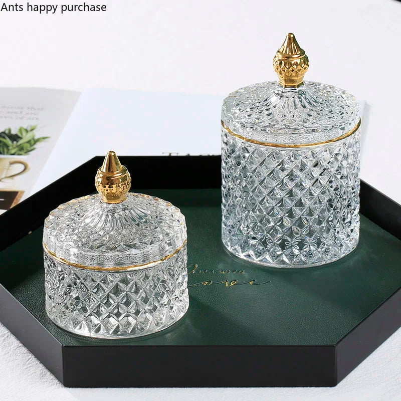 Axya Glass Jar with Cover: Jewelry, Candy, Cotton Swab Organizer