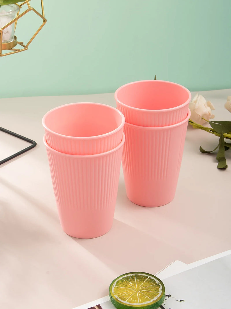 Axyaa Pink Plastic Reusable Cups for Home, Kitchen, Restaurant, Picnic, Camping - Set of 6