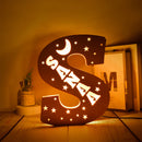 Axyaa Personalized LED Name Wall Decor Night Light with Stars for Family, Couples, Kids - Wooden Lamp
