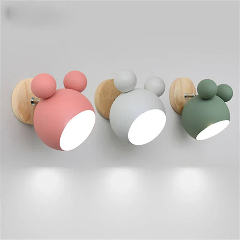 Axyaa Nordic Mickey Wall Lamp for Bedroom and Parlor Lighting