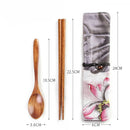 Axyaa Portable Wooden Cutlery Set: Chopsticks, Spoon, Cloth Bag - 3pcs Set
