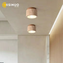 Axyaa Stone Downlight Ceiling Lamp with Wood & Travertine for Home Decor