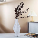 Axyaa Dwarf Shape Ceramic Vase for Flowers - Room Aesthetic Decor and Artificial Flower Arrangement