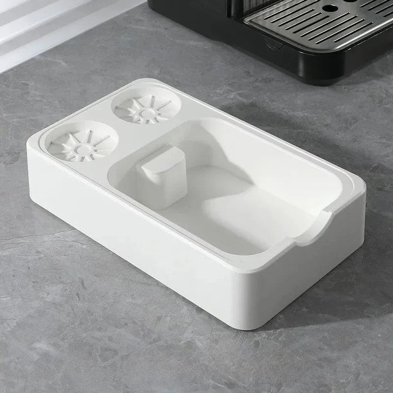Coffee Grounds Knock Box with Tamper Pad Organizer by Axyaa - Barista Tools