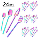 Axyaa 24-Piece Stainless Steel Cutlery Set in Matte Black Finish