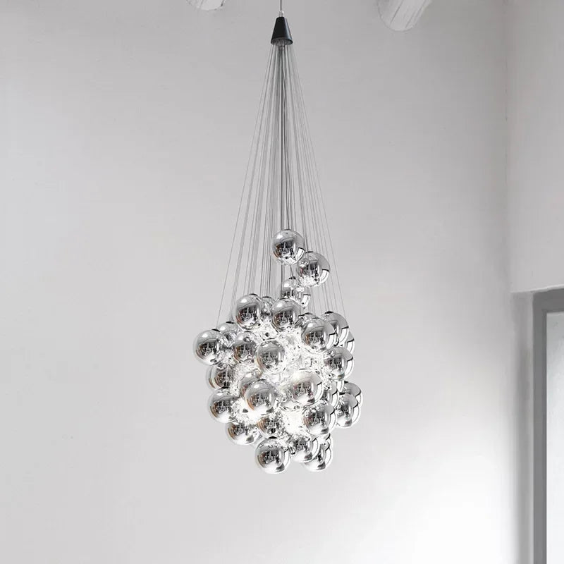 Luxury Glass Balls Ceiling Chandelier by Axyaa - Modern LED Staircase Pendant Light