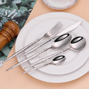 Axyaa Stainless Steel Cutlery Set - Hammer Handle Fork Spoon Mirror Dinner Kitchen Utensils