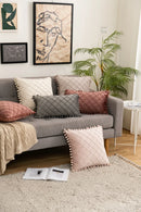 Axyaa Velvet Plaid Pom-Pom Pillow Covers - Farmhouse Boho Decor