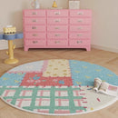 Axyaa Round Patchwork Fluffy Living Room Carpet - Cute Bedroom Area Rugs