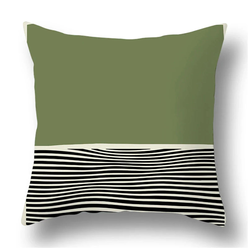 Axyaa Bohemian Style Green Texture Cushion Cover for Home and Car Decor
