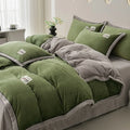 Axyaa 2024 Solid Color Milk Fleece 4-Piece Set with Wide Edge Craft & Flannel Quilt Cover