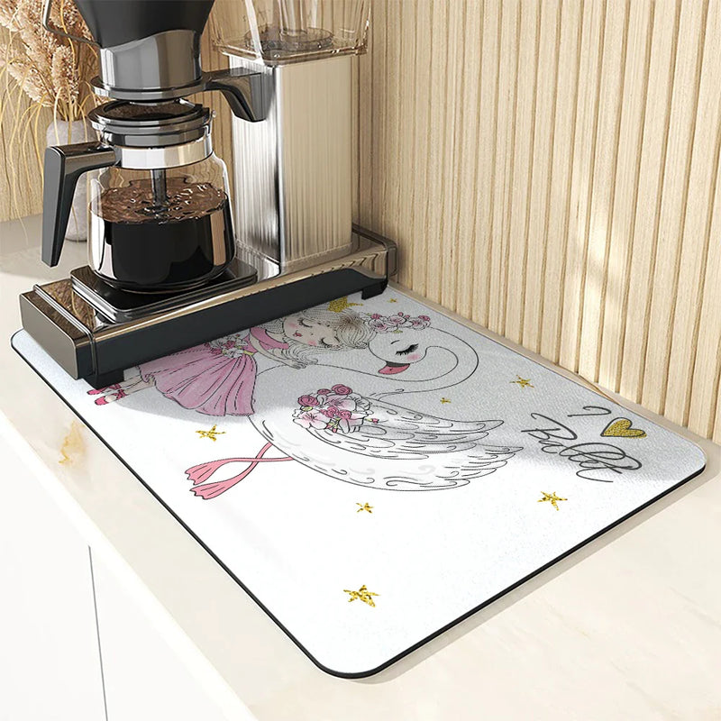 Axyaa Diatom Ballet Kitchen Drain Mats for Tableware and Coffee Machine