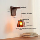 Axyaa Glass Walnut LED Wall Lamps, Modern Bathroom Mirror Light Fixtures