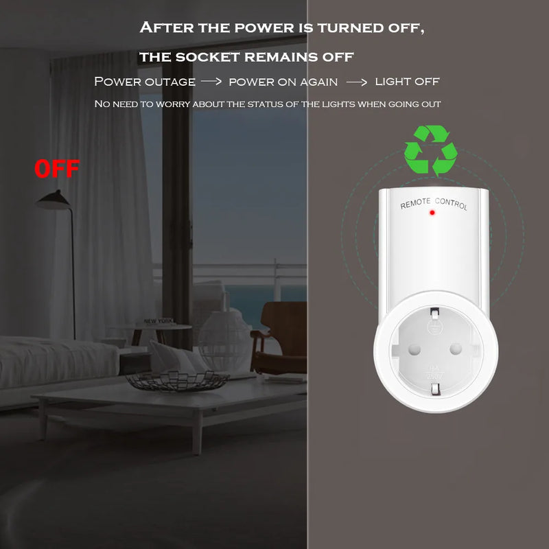 Smart Socket EU Plug 433MHz Programmable Outlet Switch 220V 230V LED Safe Home Axyaa